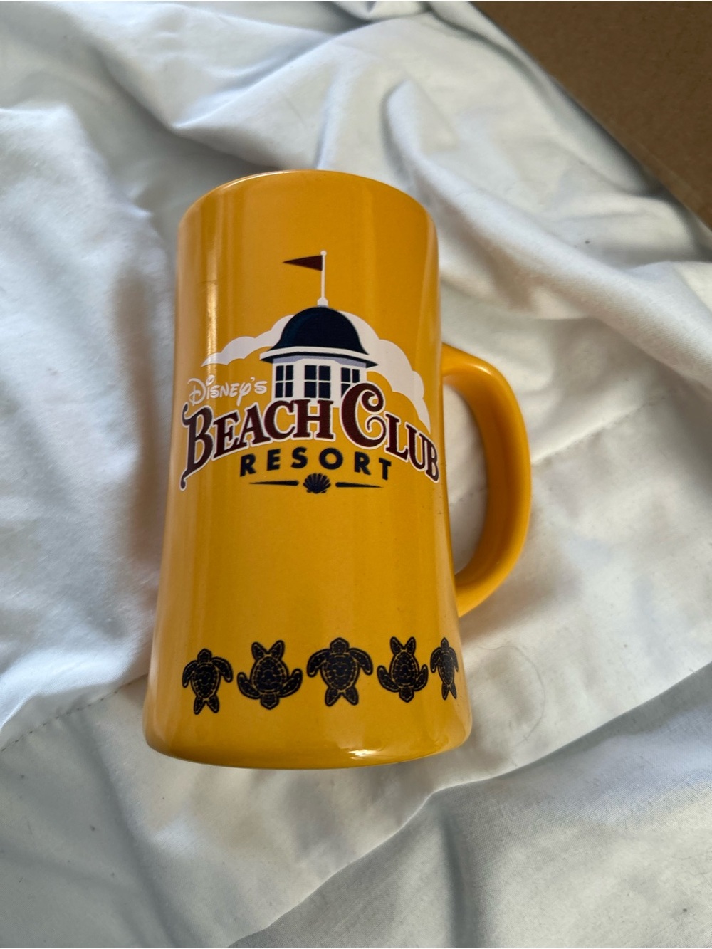 Disney Yellow Beach Club Resort Ceramic Mug with Turtle Motif